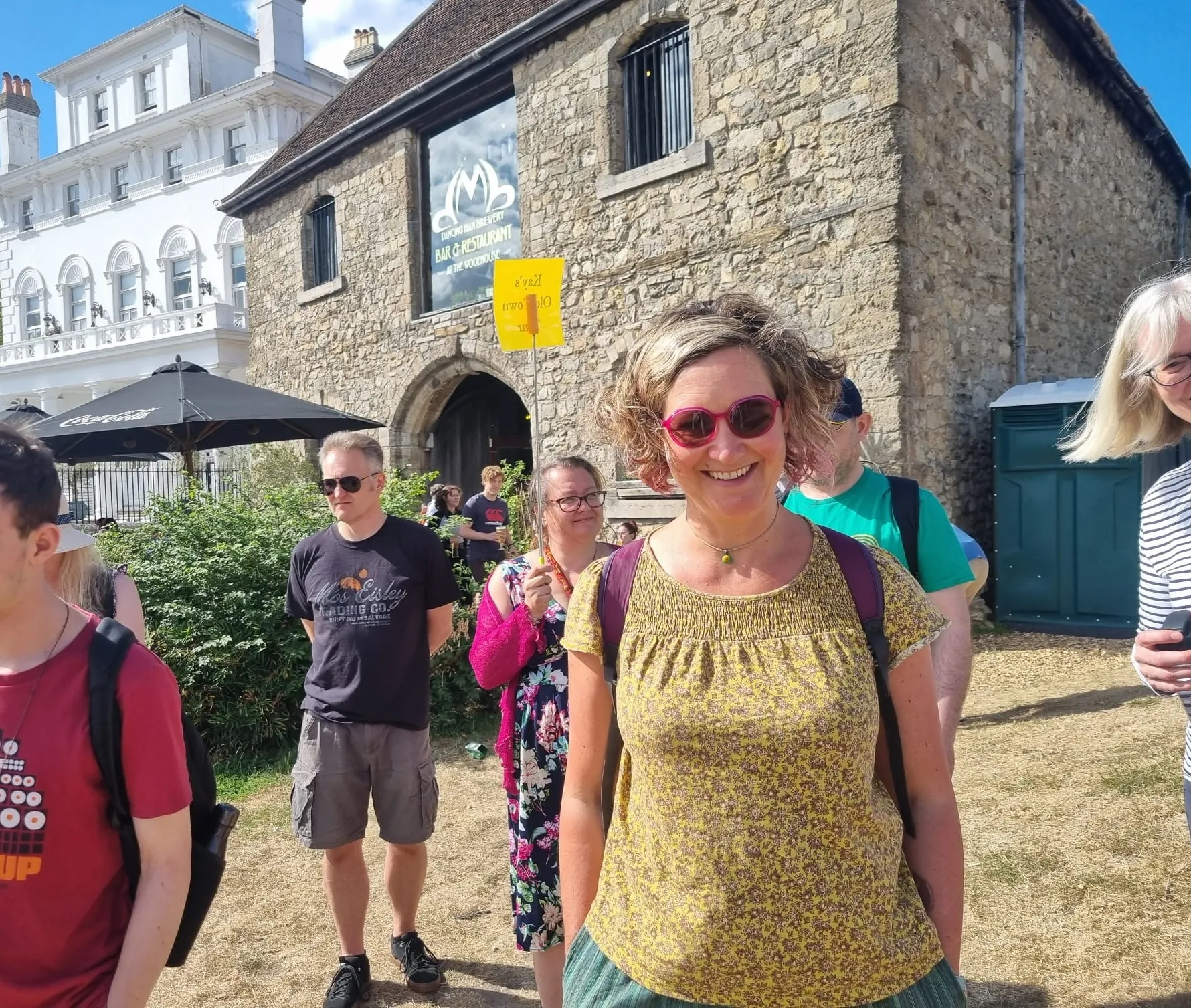 A smiling group on one of Kay's walking tours